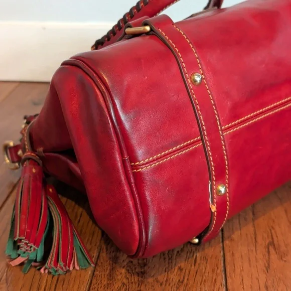 Dooney & Bourke Florentine Red Leather Satchel Handbag